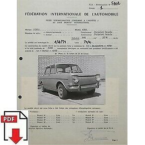 1971 Chrysler Simca 1000 (Spain) FIA homologation form PDF download